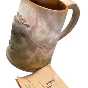 Vintage Genuine Incolay Stone Handcrafts USA Mug Deer